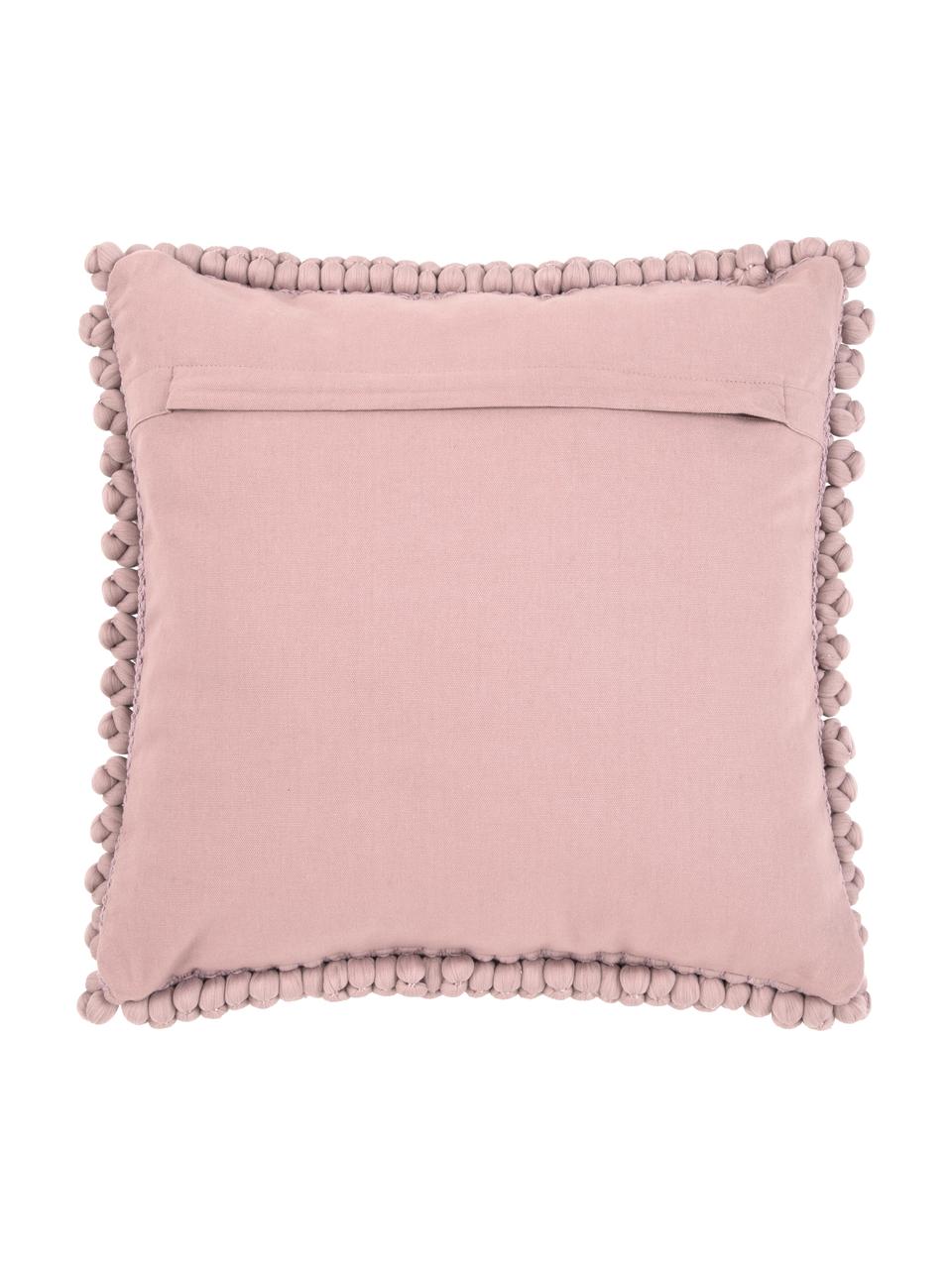 Housse de coussin avec petites boules de tissu 45x45 vieux rose Iona, Vieux rose, larg. 45 x long. 45 cm