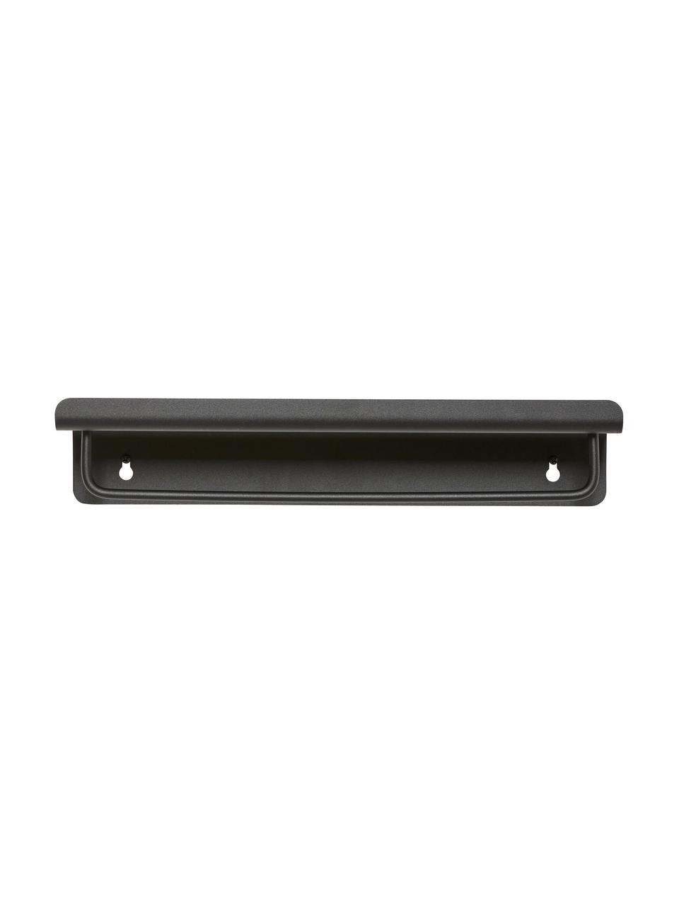 Estante de pared de metal Bow, con colgador, Acero recubierto, Negro, An 35 x Al 7 cm