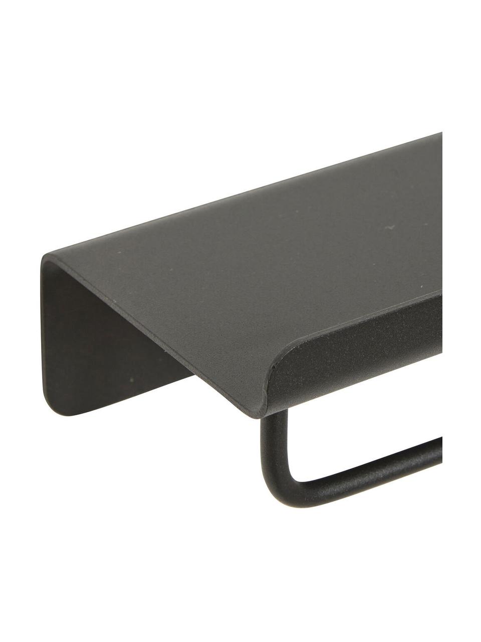 Wandregal Bow mit Kleiderstange aus Metall, Stahl, beschichtet, Schwarz, B 35 x H 7 cm