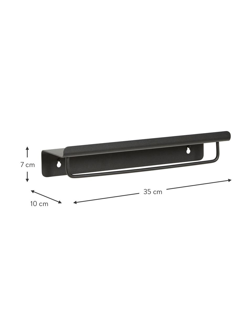 Półka ścienna z metalu z drążkiem Bow, Stal powlekana, Czarny, S 35 x W 7 cm
