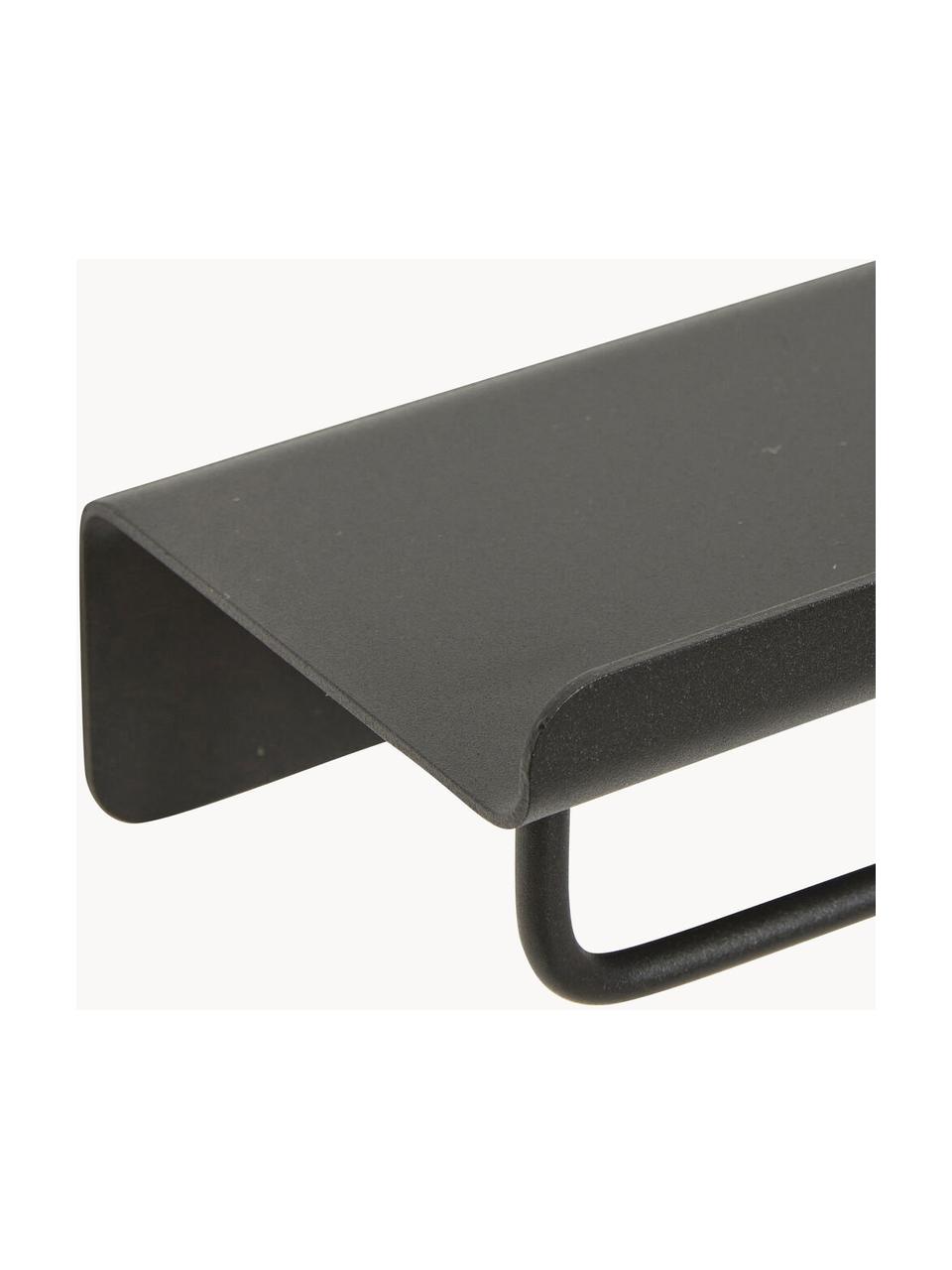 Estante de pared de metal Bow, con colgador, Acero recubierto, Negro, An 35 x Al 7 cm