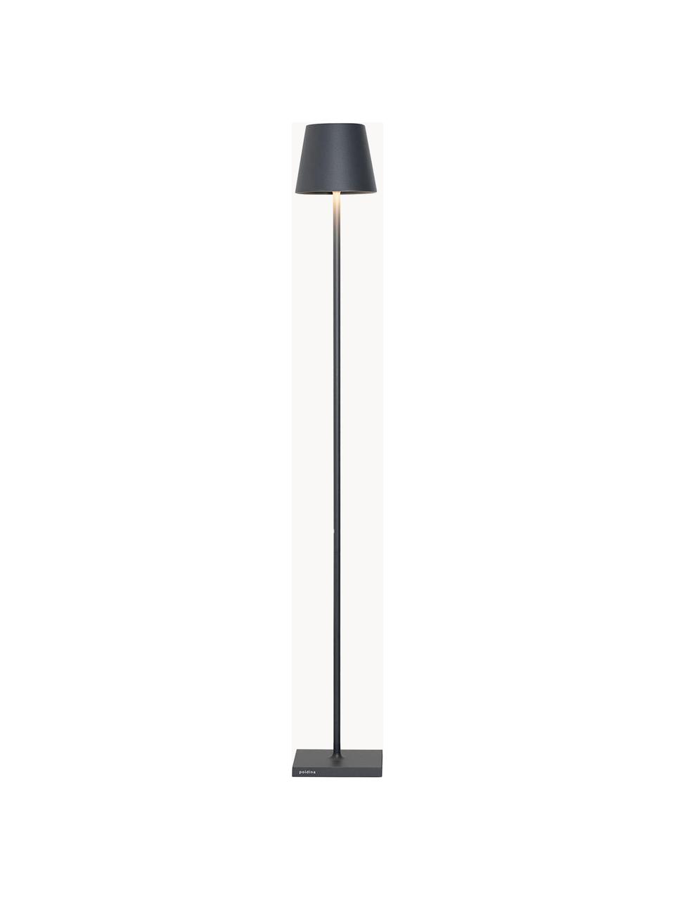 Kleine dimmbare LED-Stehlampe Poldina, höhenverstellbar, Dunkelgrau, matt, H 122 cm