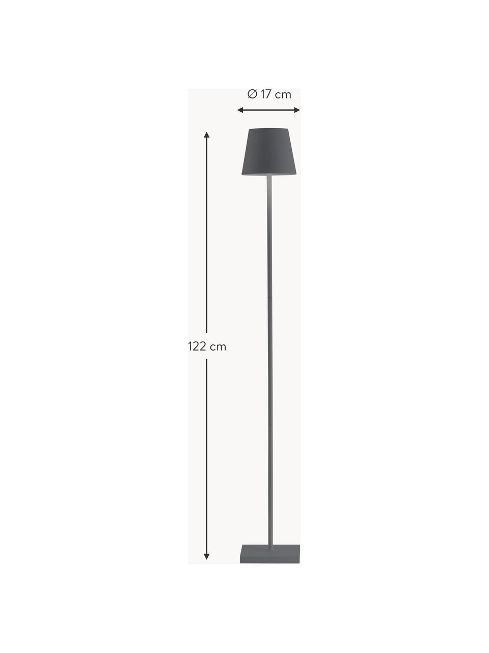 Kleine dimmbare LED-Stehlampe Poldina, höhenverstellbar, Dunkelgrau, matt, H 122 cm