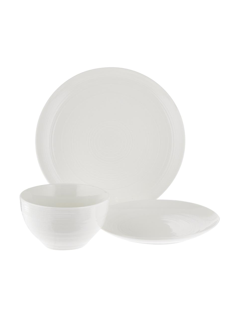 Komplet naczyń Darby, dla 4 osób (12 elem.), Porcelana kostna (New Bone China), Biały, Komplet z różnymi rozmiarami