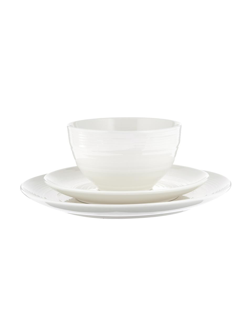 Geschirr-Set Darby mit Strukturoberfläche, 4 Personen (12-tlg.), New Bone China, Weiß, Set mit verschiedenen Größen