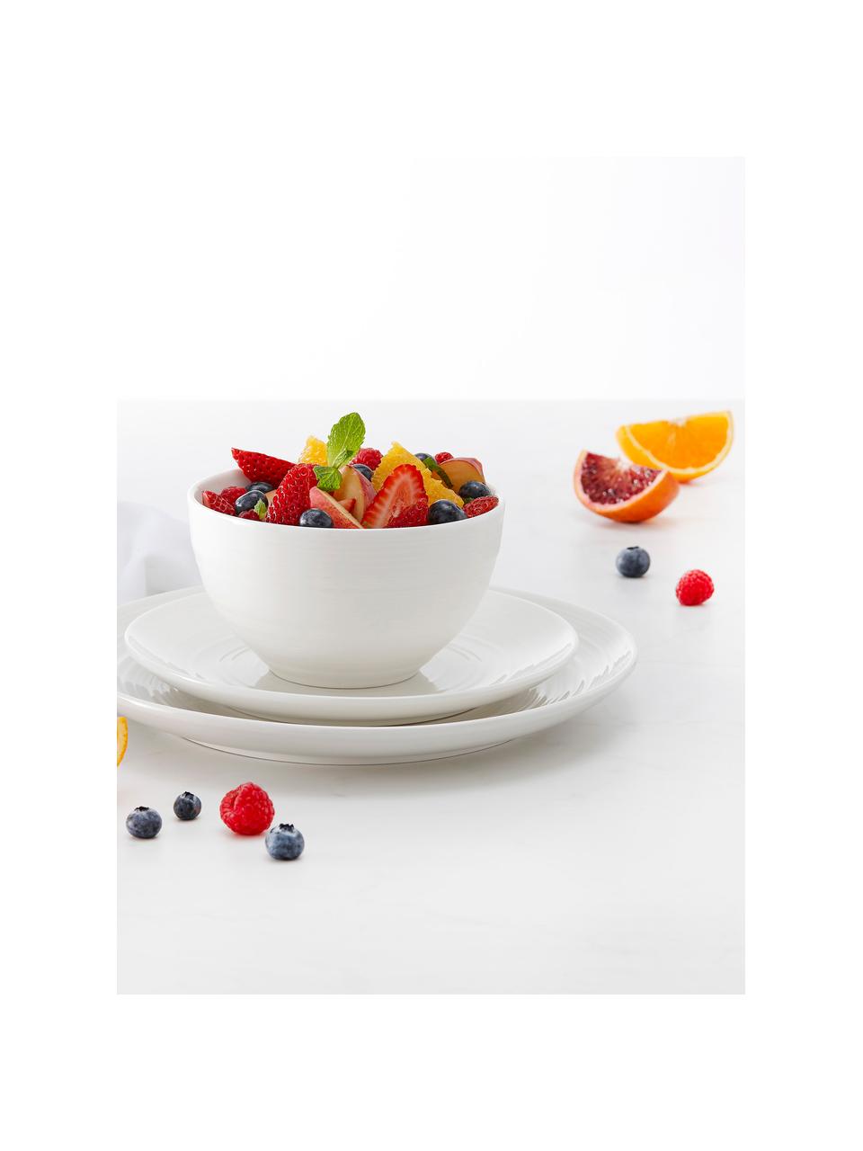 Set stoviglie con superficie strutturata Darby 12 pz, New bone china, Bianco, Set in varie misure