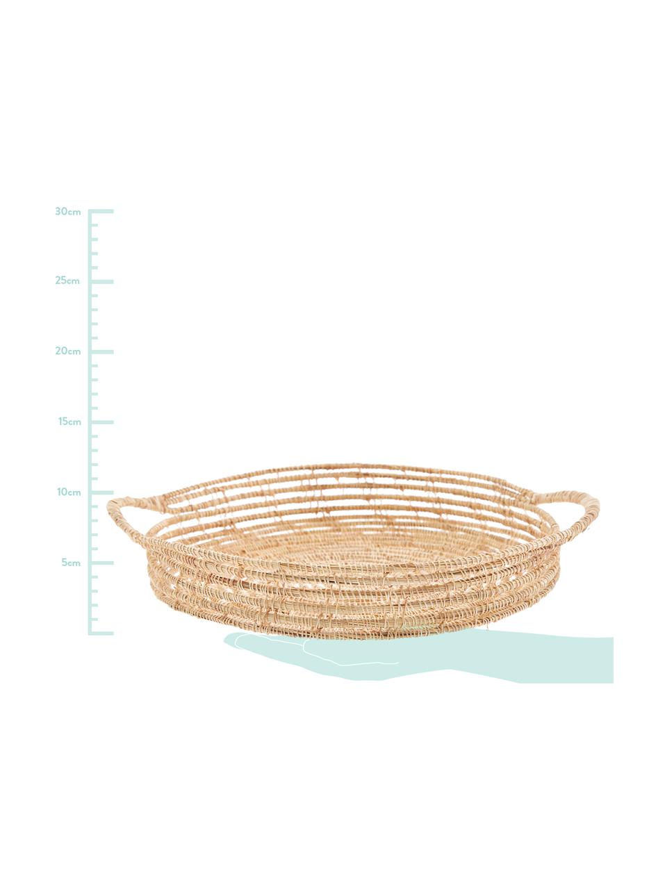 Bandeja redonda de fibras naturales Emila, Fibras de palma, Beige, Ø 30 cm