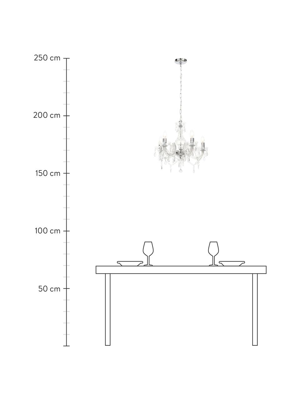 Lampadario Marie Therese, Baldacchino: metallo, Trasparente, Ø 48 x Alt. 42 cm