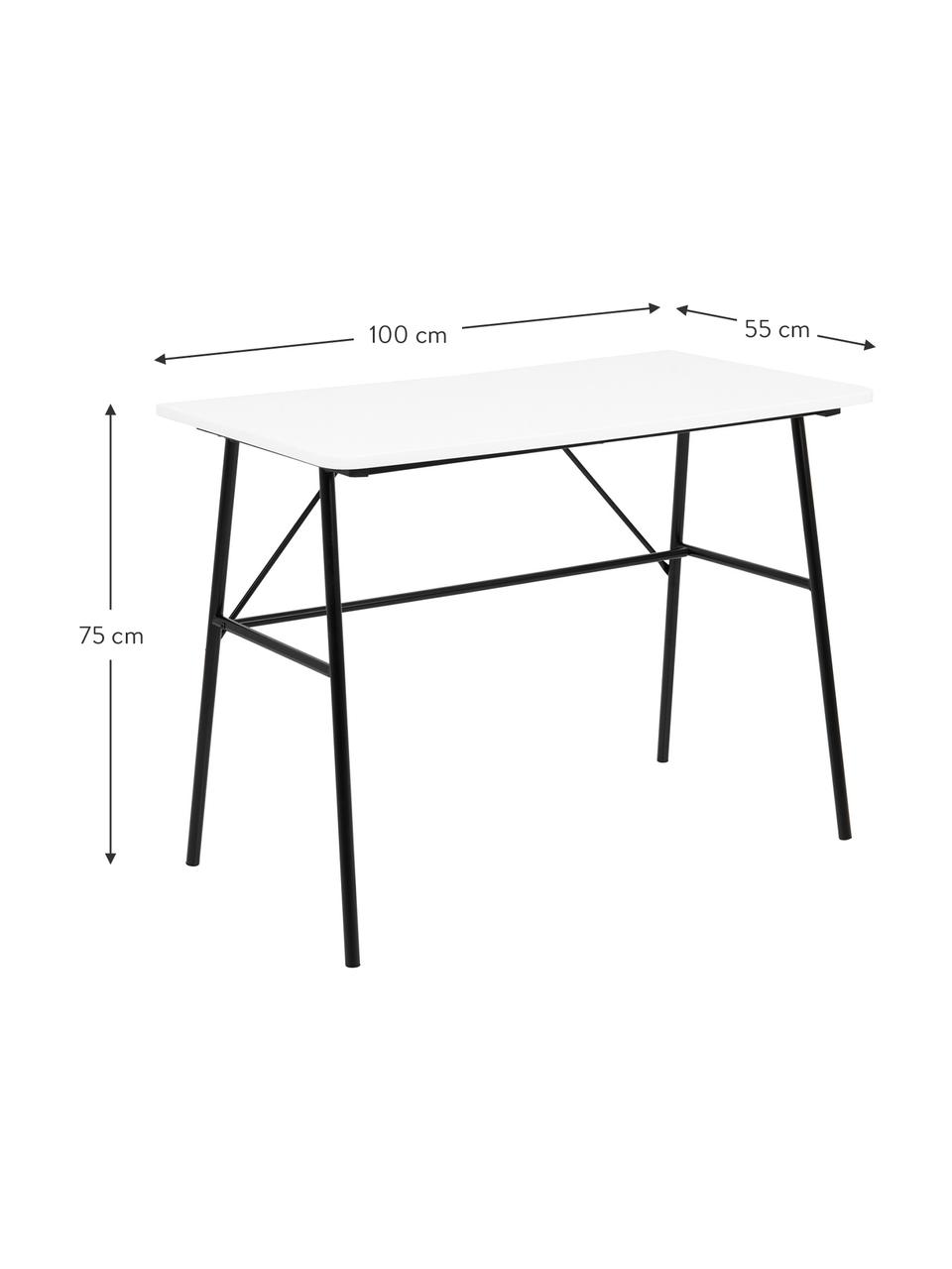 Biurko Pascal, Blat: płyta pilśniowa średniej , Stelaż: metal malowany proszkowo, Biały, S 100 x W 75 cm