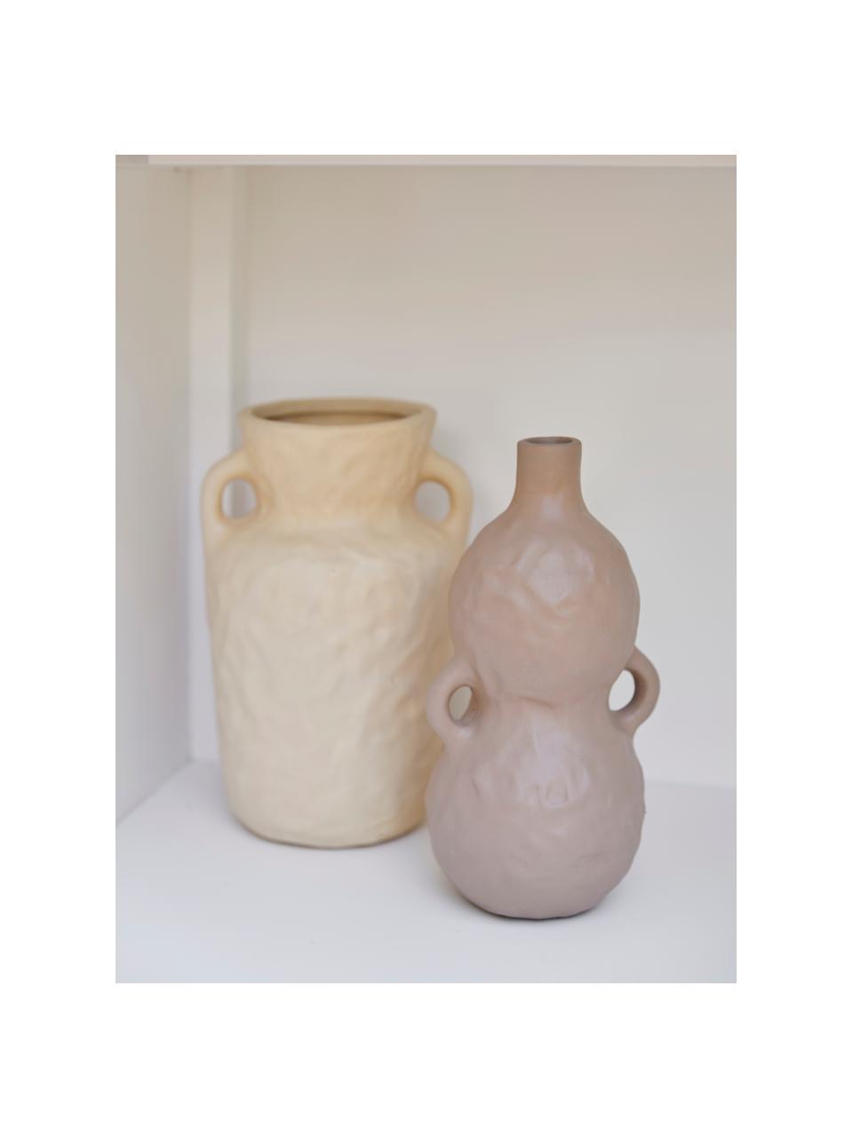 Vase porcelaine beige Squared, Porcelaine, Beige, larg. 15 x haut. 24 cm