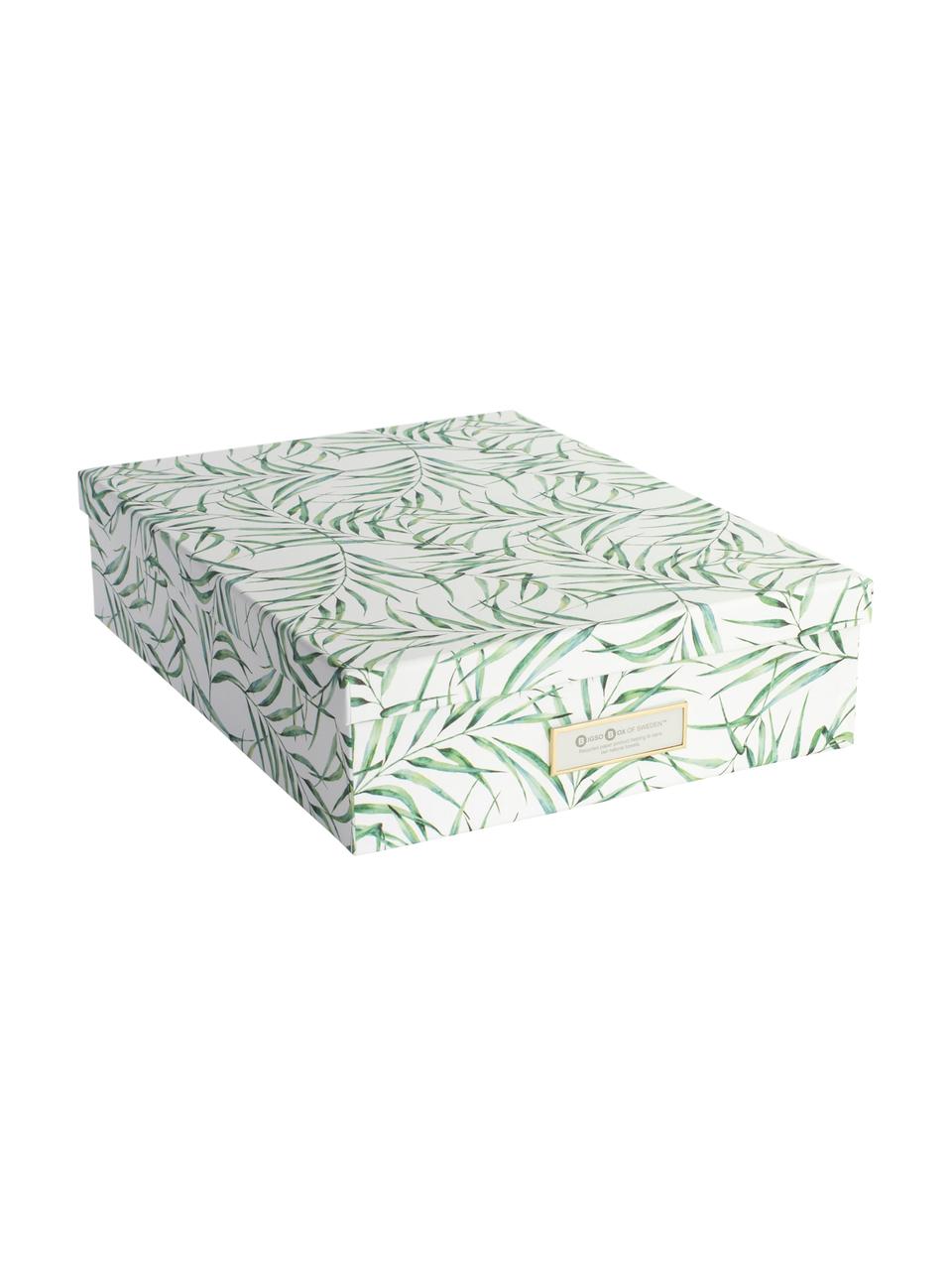 Scatola con coperchio Breeze, Cartone solido e laminato, Bianco, verde, Larg. 35 x Alt. 9 cm