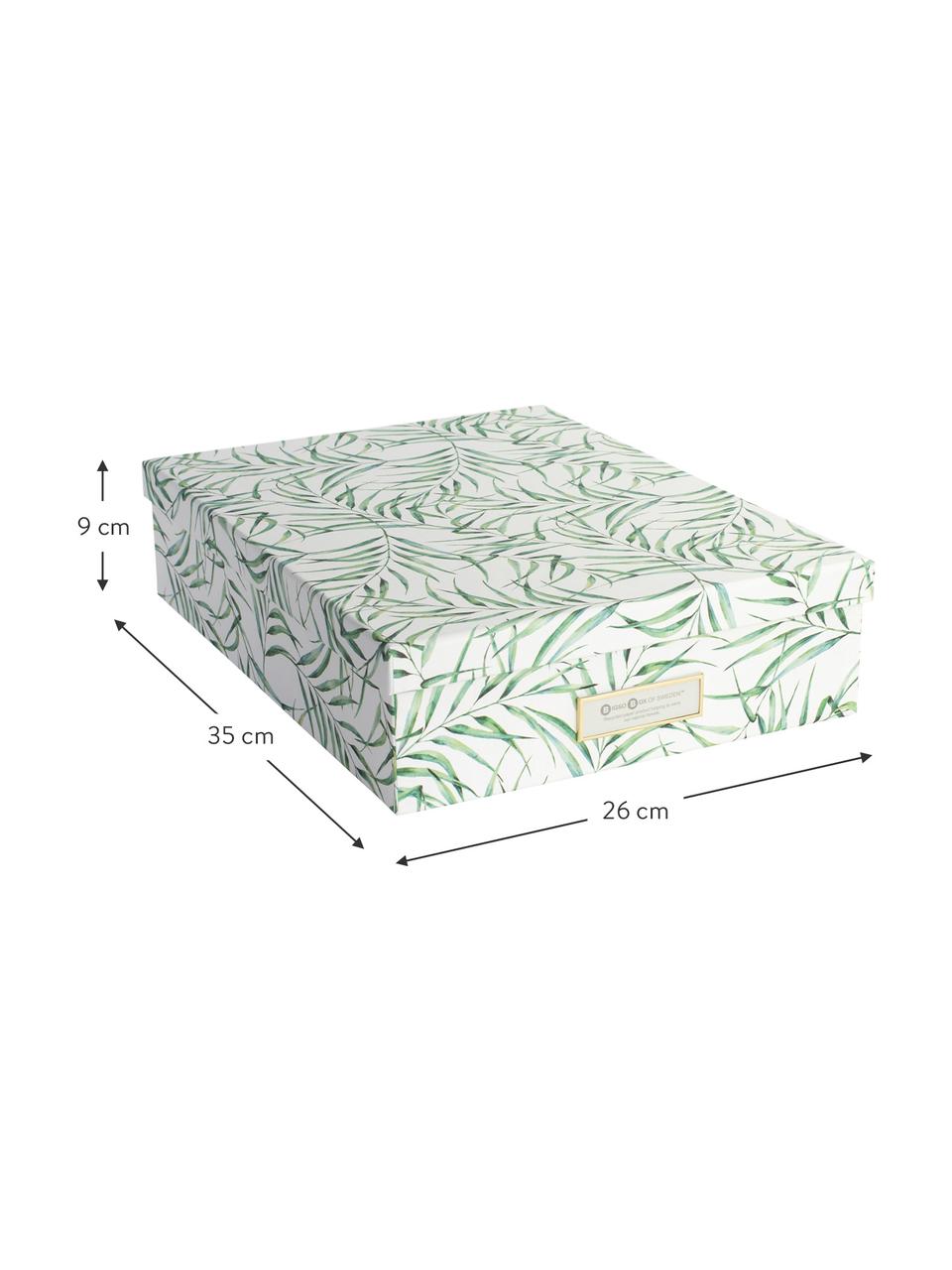 Caja Leaf, Cartón laminado macizo, Blanco, verde, An 35 x Al 9 cm