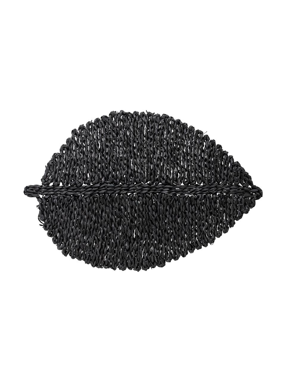 Zeegras placemat Isla in zwart, Gekleurd zeegras, Zwart, B 34 x L 50 cm