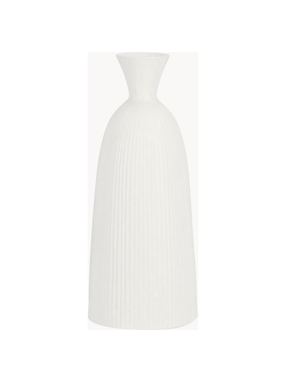 Keramik Design-Vase Striped, H 35 cm, Keramik, Weiss, Ø 14 x H 35 cm