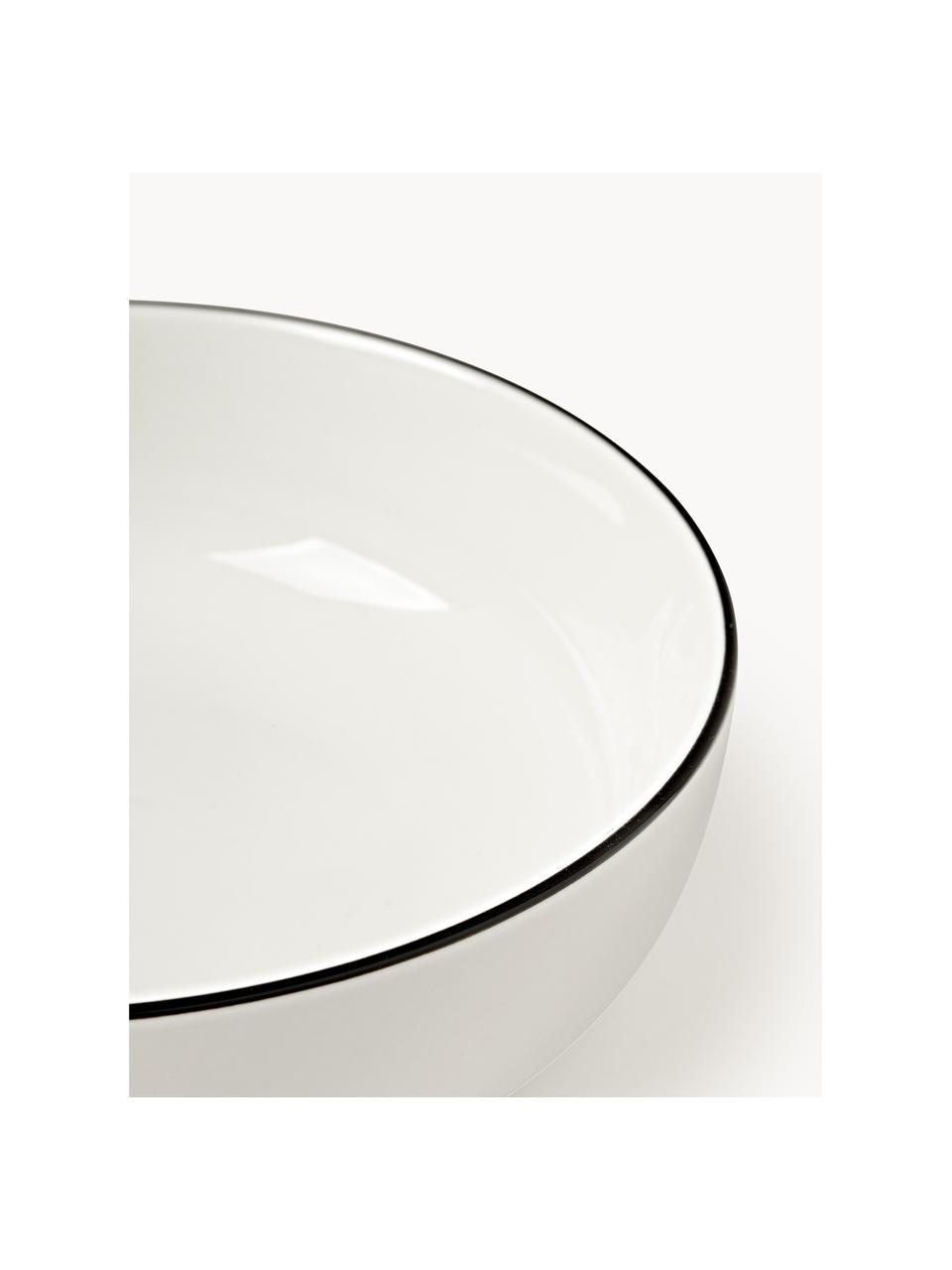 Platos hondos pequeños de porcelana Facile, 2 uds., Porcelana dura de alta calidad (aprox. 50% caolín, 25% cuarzo y 25% feldespato), Blanco Off White, Ø 18 x Al 6 cm