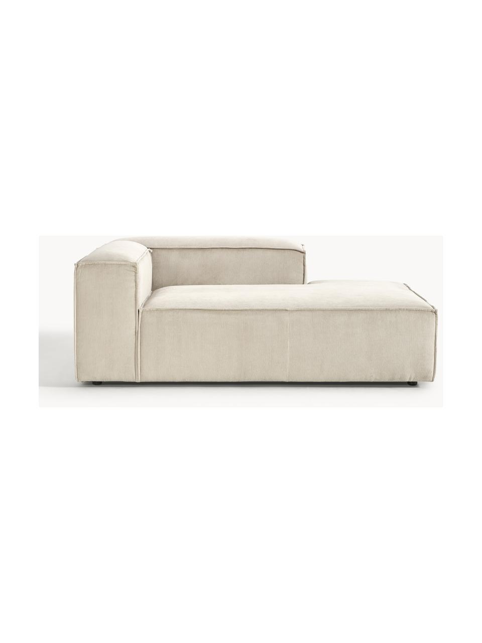 Ottomane-Eckmodul Lennon aus Cord, Bezug: Cord (92 % Polyester, 8 %, Gestell: Massives Kiefernholz, Spe, Füße: Kunststoff Dieses Produkt, Cord Hellbeige, B 119 x T 180 cm, Eckteil links