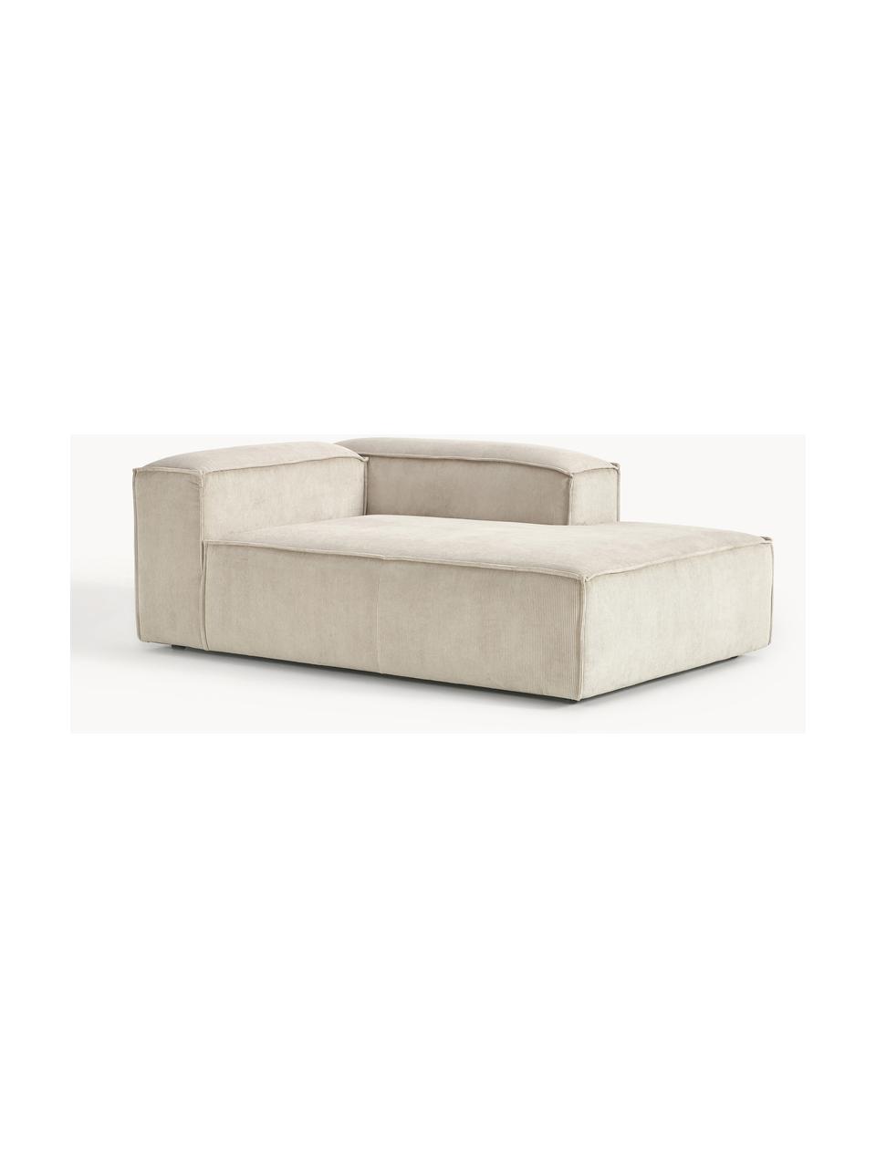 Ottomane-Eckmodul Lennon aus Cord, Bezug: Cord (92 % Polyester, 8 %, Gestell: Massives Kiefernholz, Spe, Füße: Kunststoff Dieses Produkt, Cord Hellbeige, B 119 x T 180 cm, Rückenlehne links