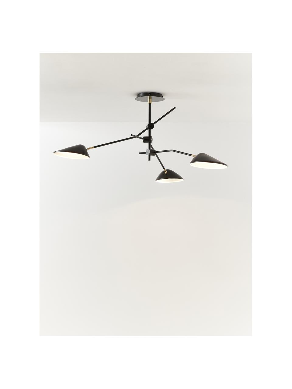Plafondlamp Silvan, Decoratie: vermessingd metaal, Zwart, B 112 x D 108 cm