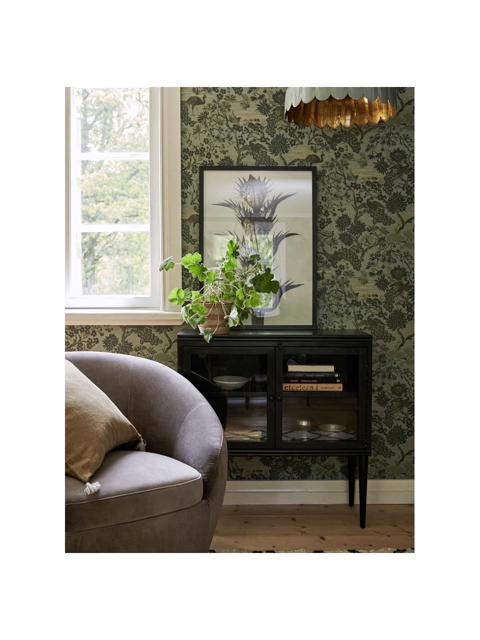 Vitrine en bois de manguier Betty, Bois de manguier, noir laqué, larg. 80 x haut. 80 cm