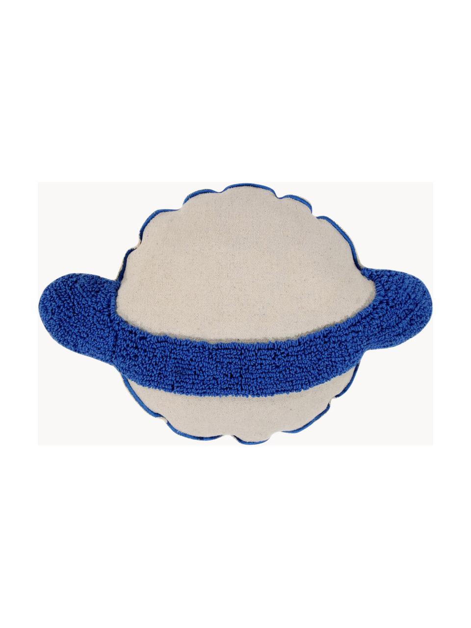 Cojín peluche artesanal Saturn, Funda: 97% algodón, 3% fibra sin, Blanco Off White, azul, An 40 x Al 60 cm