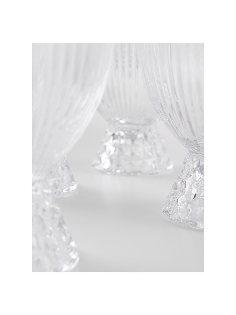 Waterglazen Ace met reliëfpatroon, 4 stuks, Glas, Transparant, Ø 8 x H 11 cm