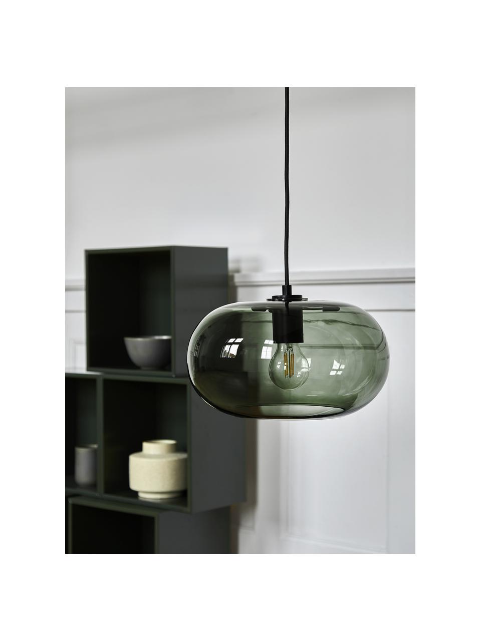 Lampada a sospensione di design Kobe, Paralume: vetro soffiato, Verde trasparente, Ø 30 x Alt. 17 cm