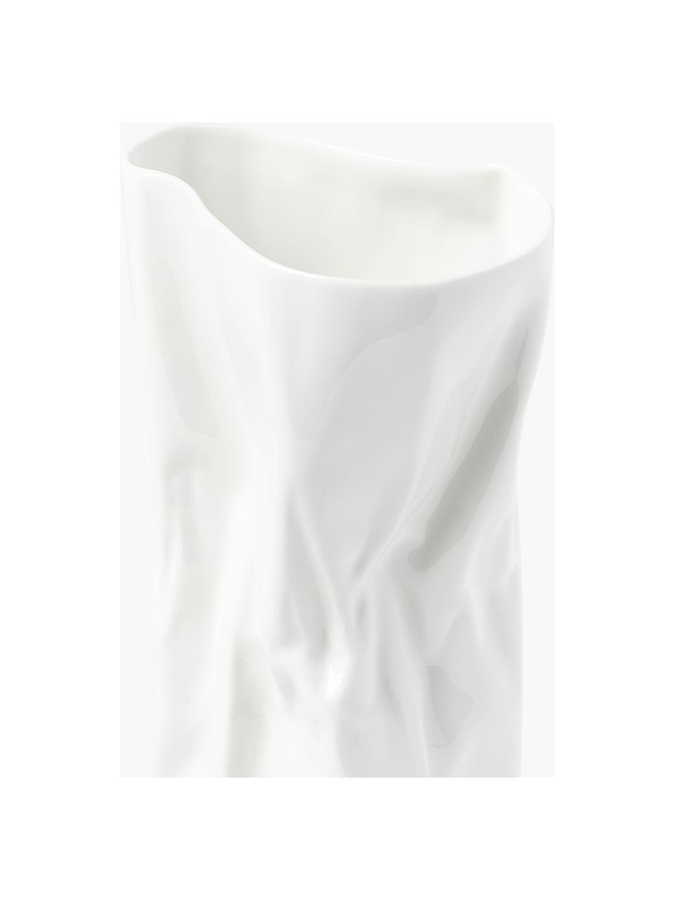 Vaso in porcellana di design Adelaide, alt. 22 cm, Porcellana, Bianco crema, Larg. 10 x Alt. 22 cm