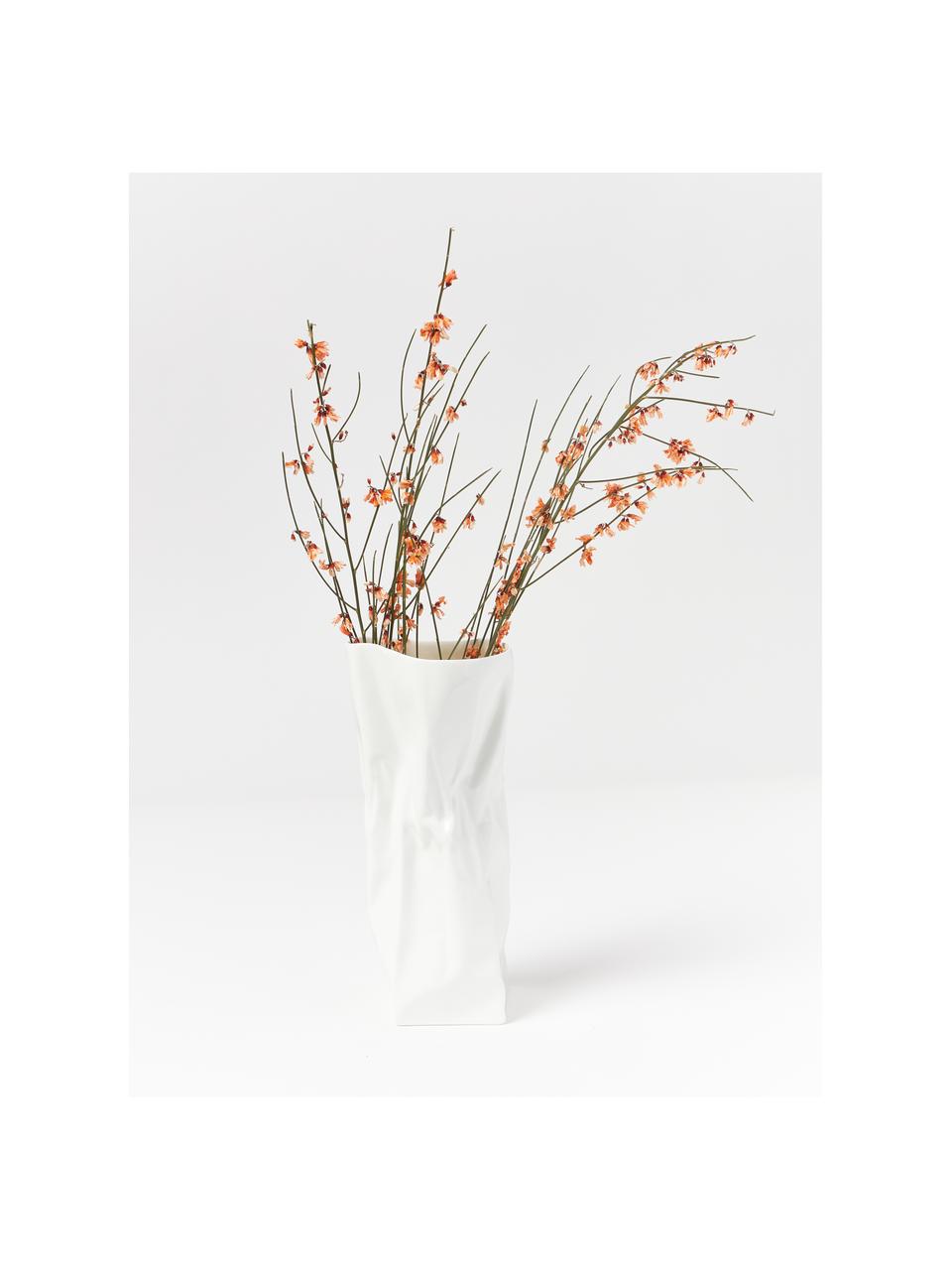 Dizajnová porcelánová váza Adelaide, V 22 cm, Porcelán, Krémovobiela, Š 10 x V 22 cm