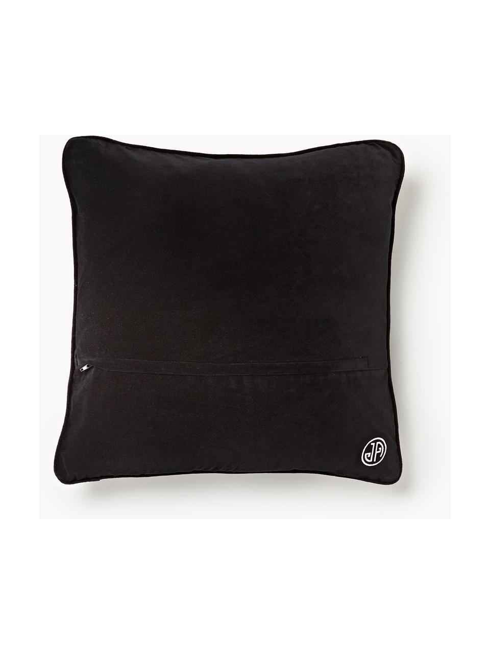 Coussin décoratif en laine Lips Smolder, Noir, rouge, larg. 45 x long. 45 cm