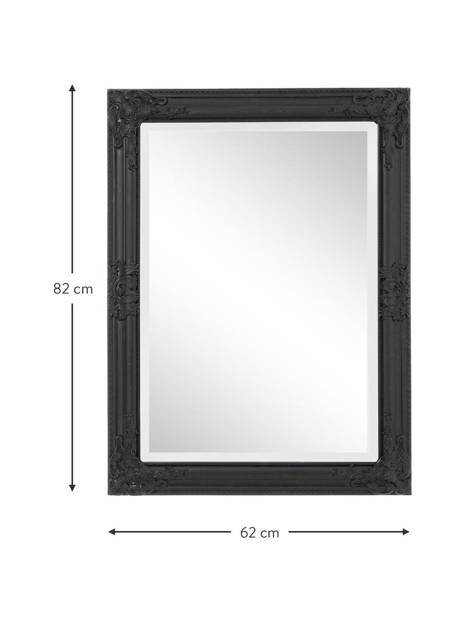 Čtvercové nástěnné zrcadlo s černým dřevěným rámem Miro, Černá, Š 62 cm, V 82 cm
