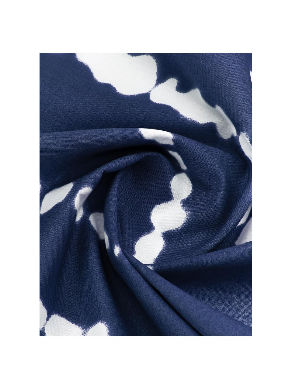 Perkal-Wendebettwäsche Remi aus Bio-Baumwolle mit Tie-Dye-Print, Webart: Perkal Fadendichte 180 TC, Blau,Weiß, 135 x 200 cm + 1 Kissen 80 x 80 cm