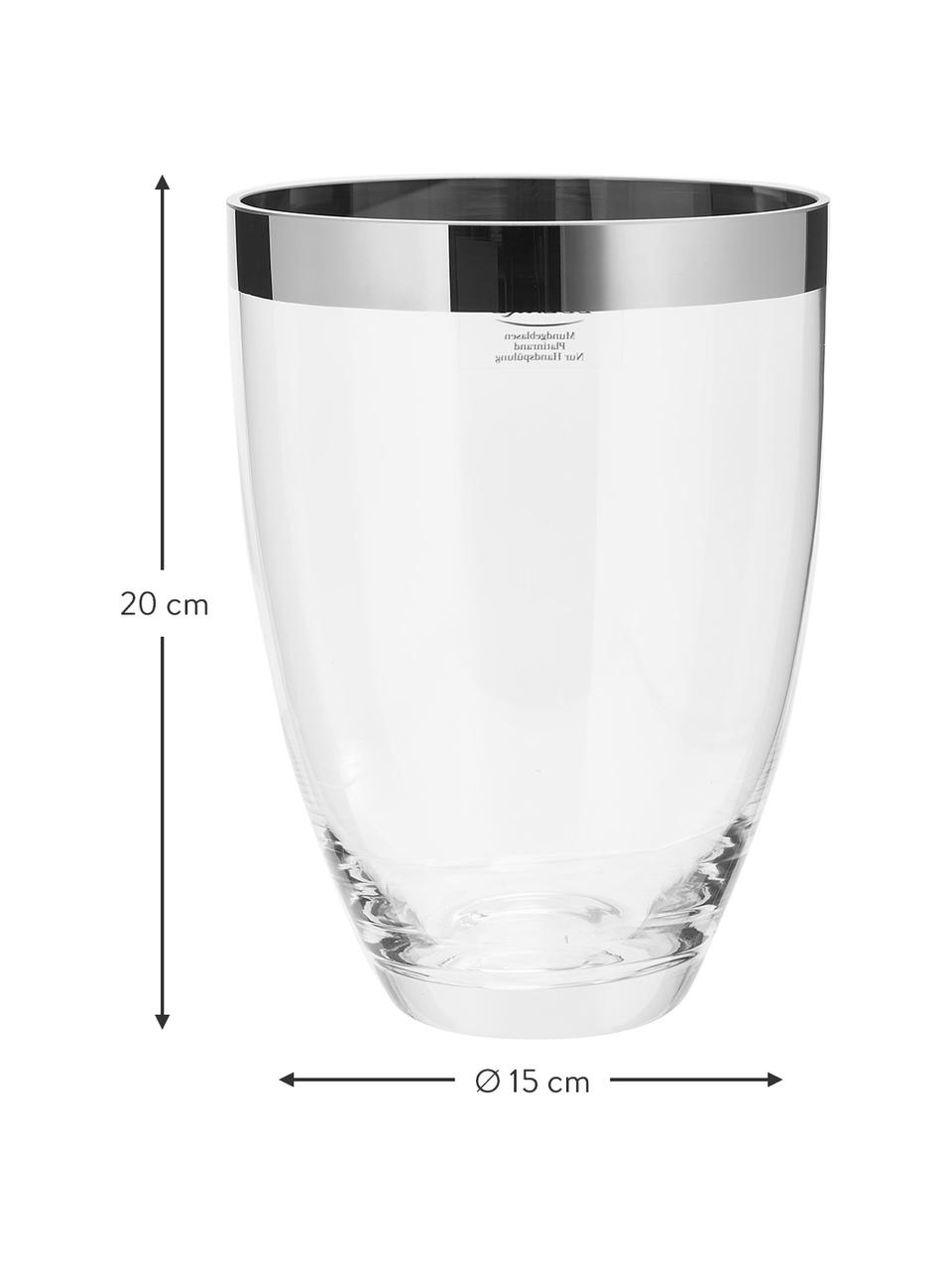 Vase en verre soufflé bouche Charlotte, Verre de platine, Transparent, haut. 16 cm