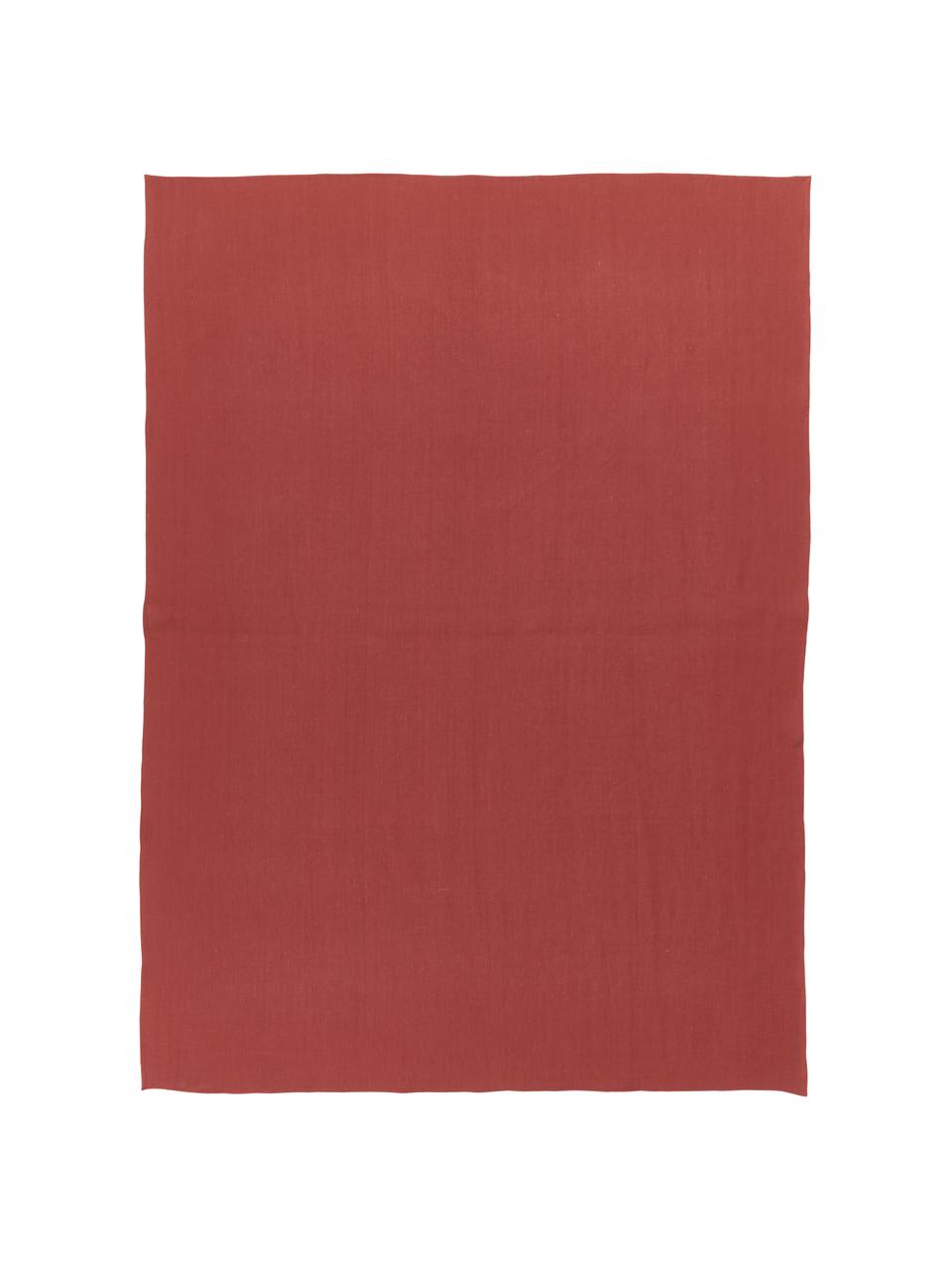 Linnen tafelkleed Heddie in rood, 100% linnen, Rood, 145 x 250 cm