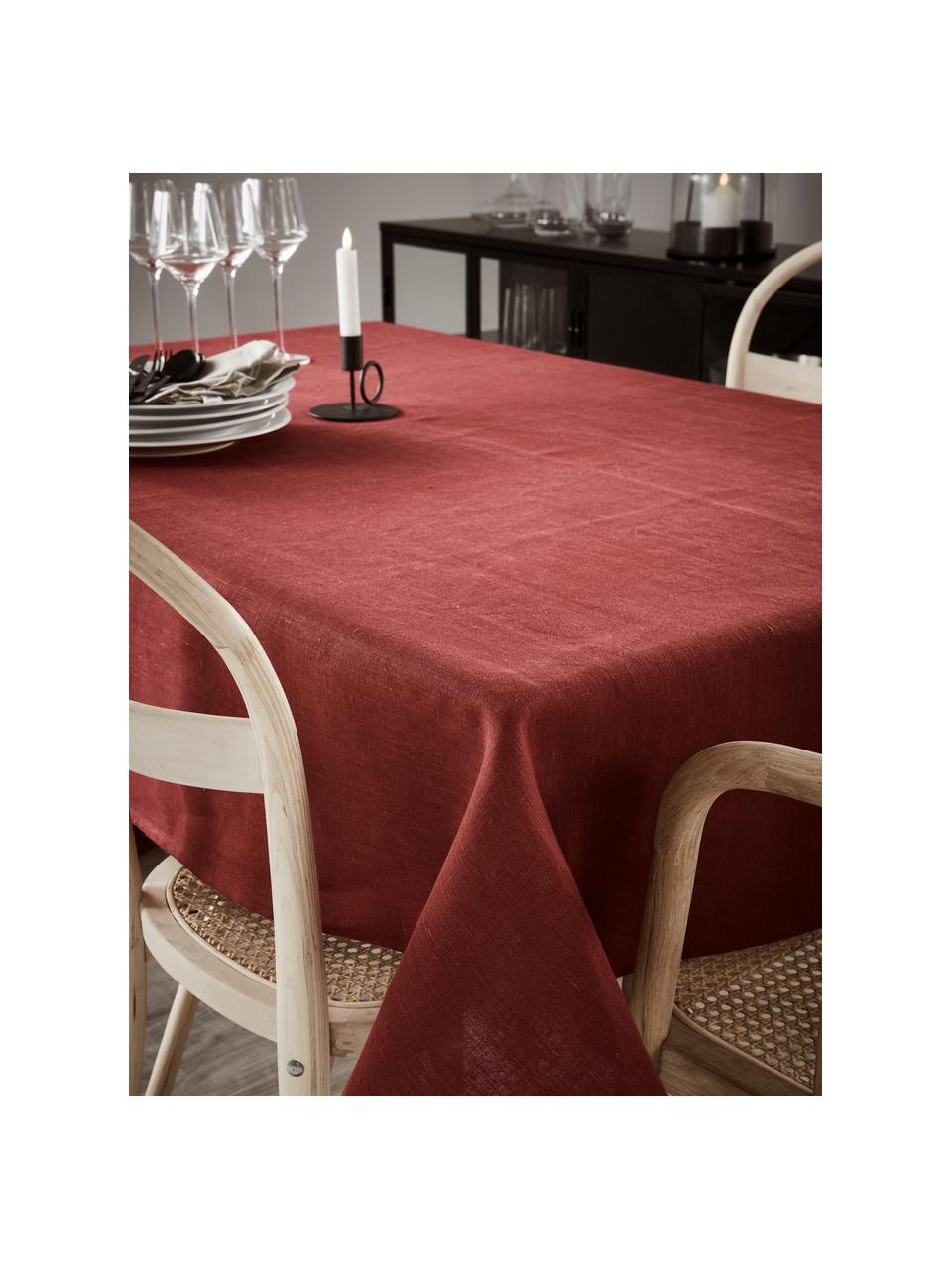 Linnen tafelkleed Heddie in rood, 100% linnen, Rood, 145 x 250 cm