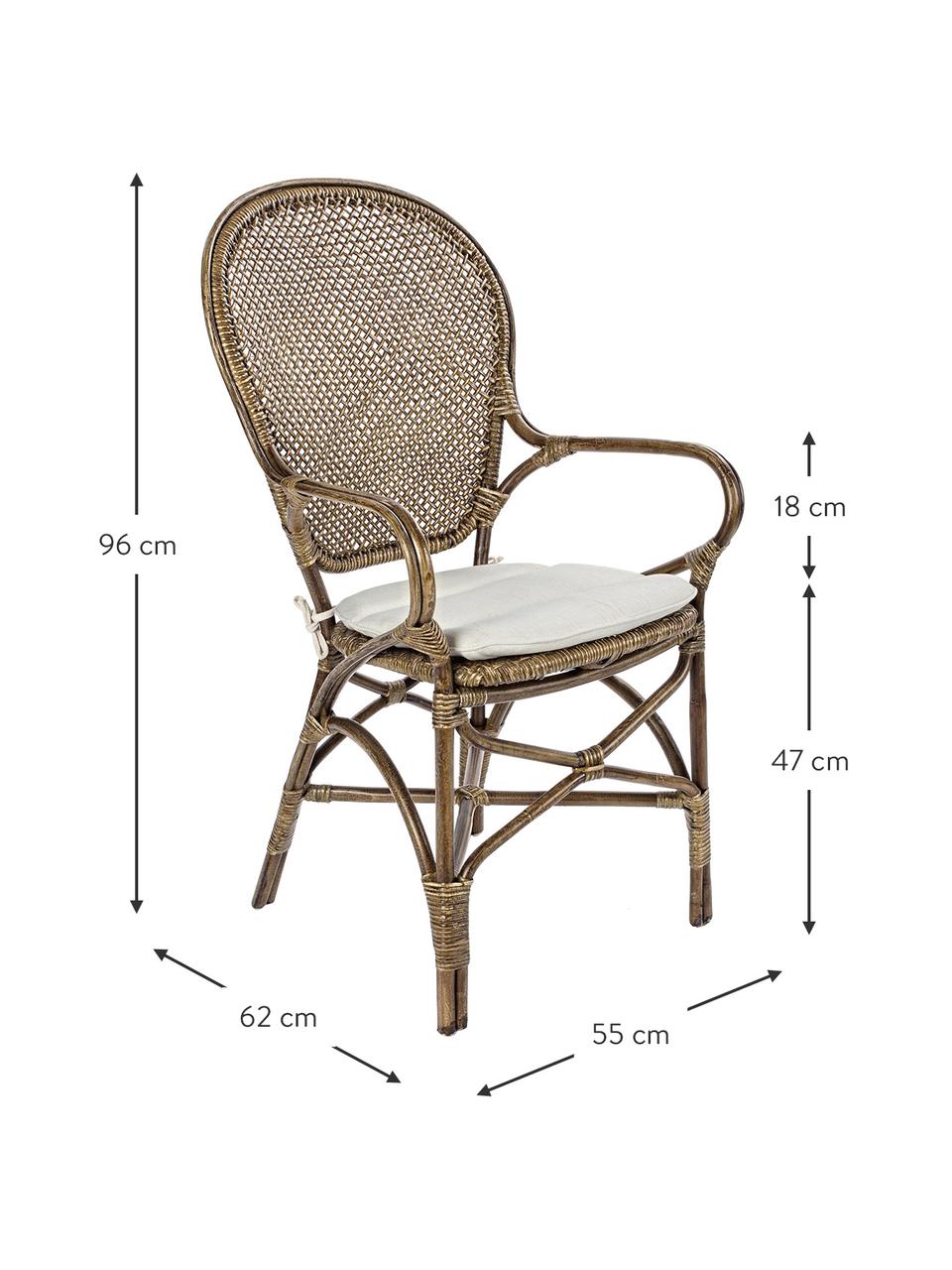 Stolička s opierkami z ratanu Edelina, Ratan, krémovobiela, Š 55 x H 62 cm