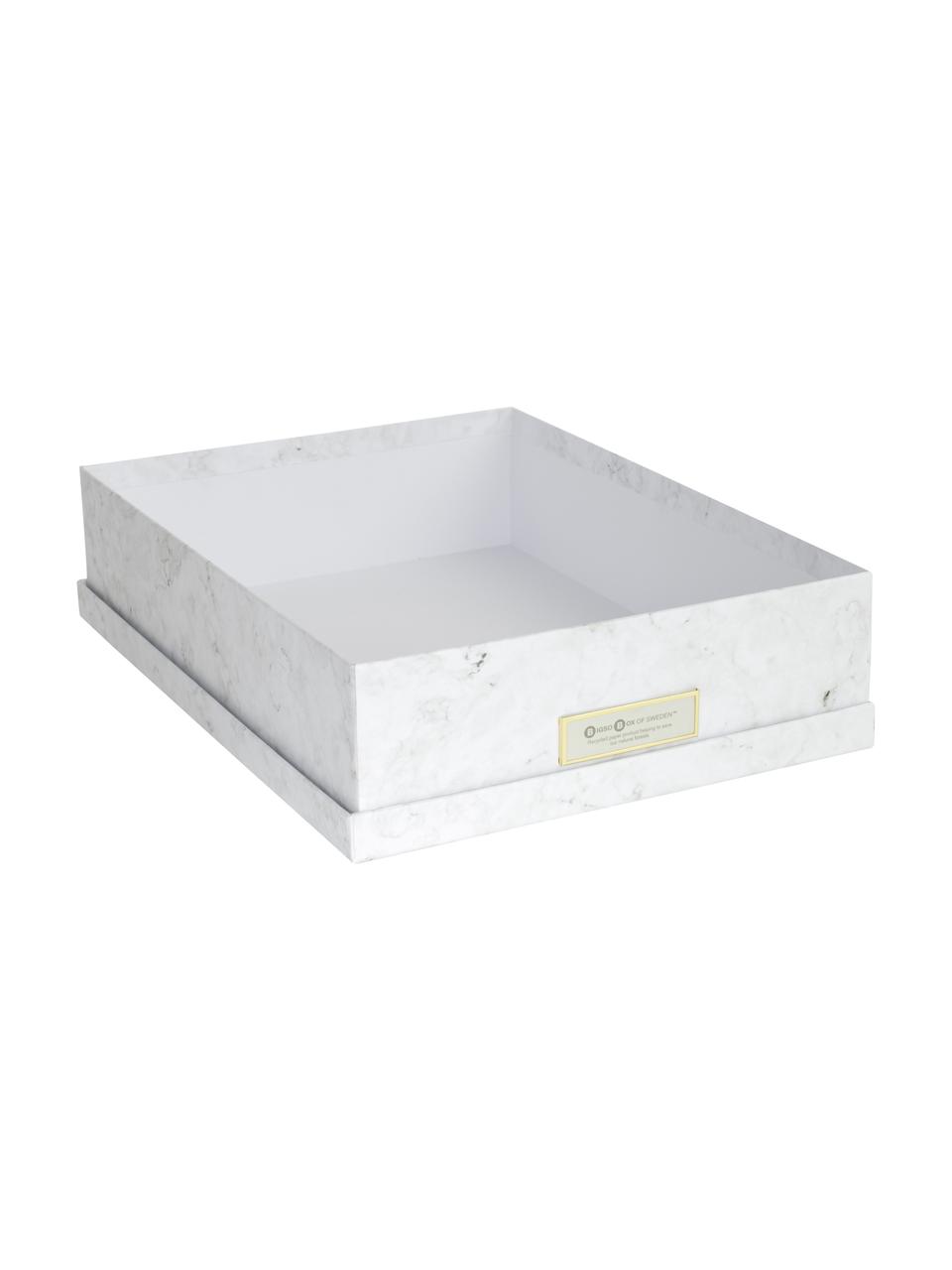 Pudełko do przechowywania Oskar, Biały, marmurowy, S 26 x W 9 cm