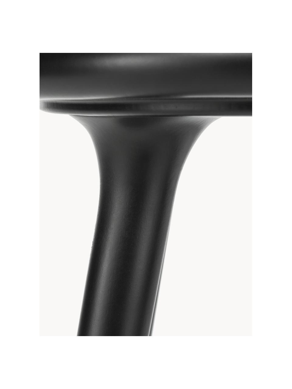 Tabouret de comptoir en bois de hêtre High Stool, Bois de hêtre noir laqué, cuir noir, larg. 45 x haut. 69 cm