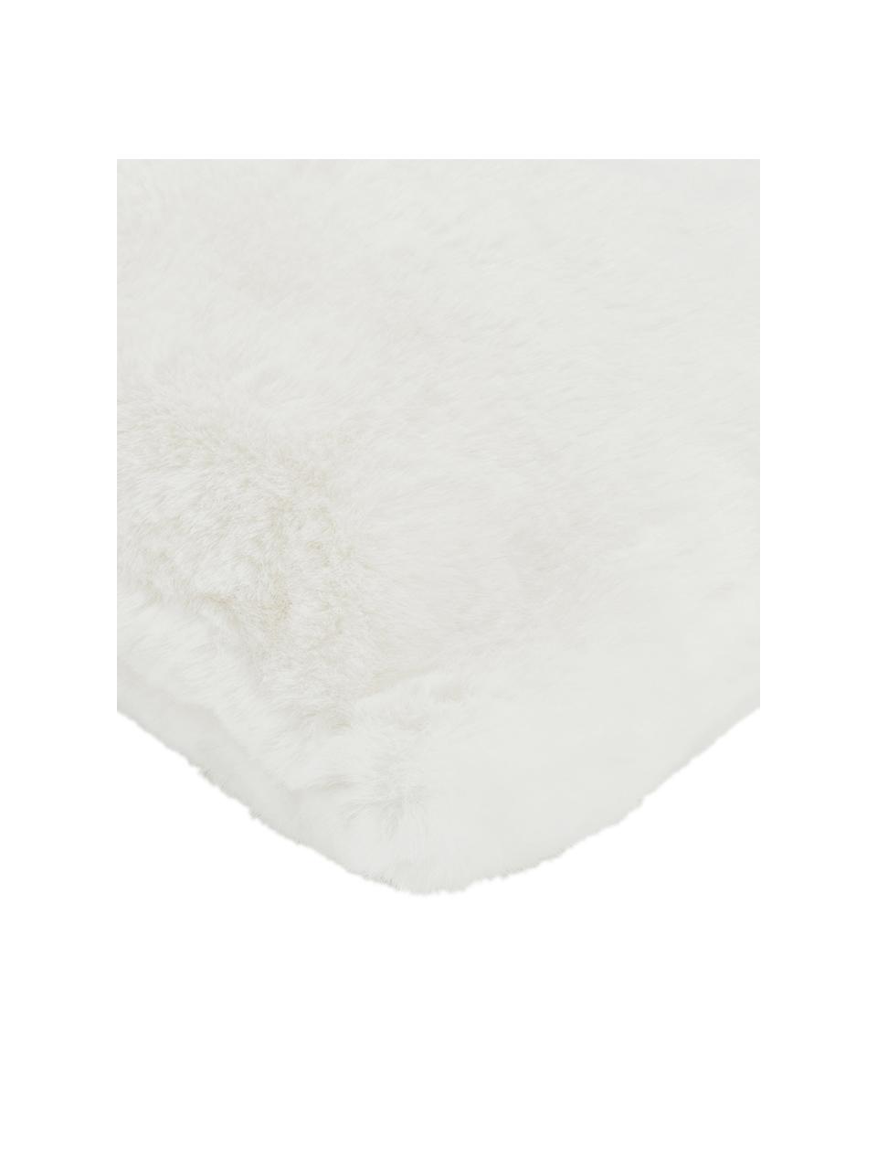 Flauschige Kunstfell-Kissenhülle Mette in Creme, glatt, Vorderseite: 100% Polyester, Rückseite: 100% Polyester, Creme, 45 x 45 cm