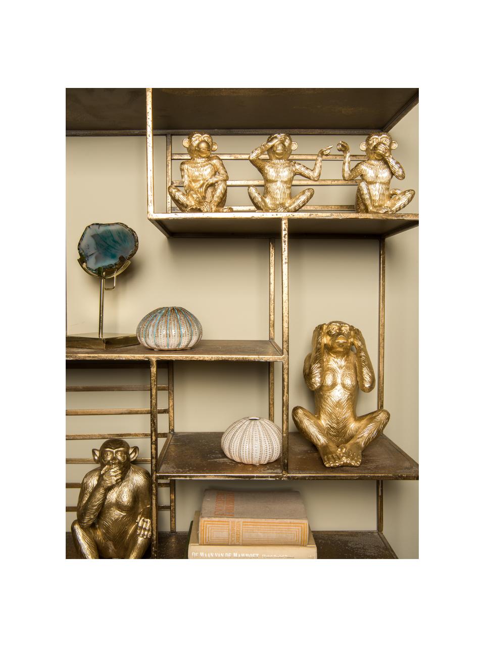 Pieza decorativa Monkey, Poliresina, Dorado, An 12 x Al 15 cm
