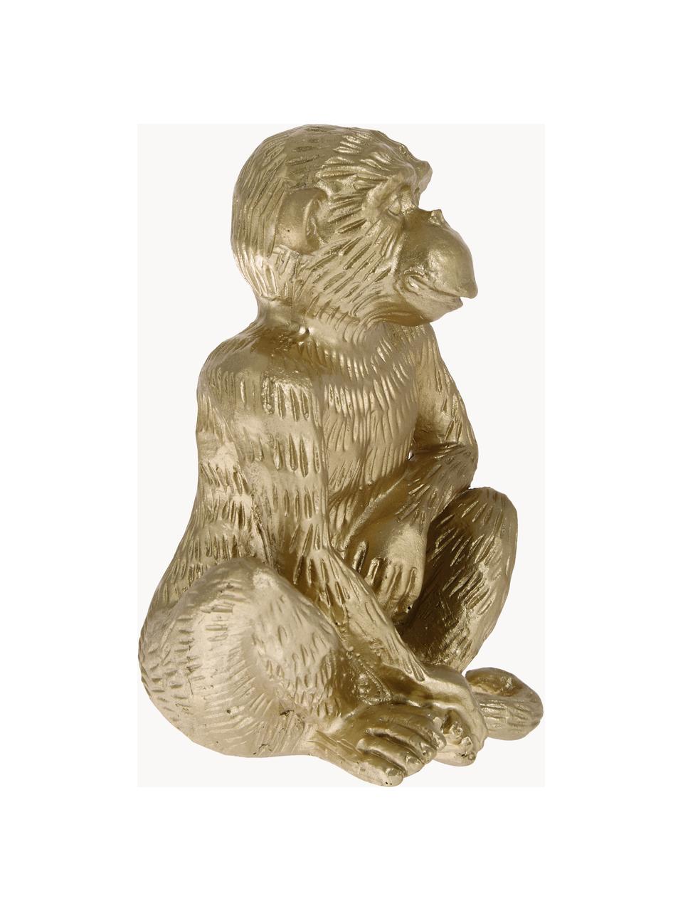 Objet décoratif Monkey, Polyrésine, Couleur dorée, larg. 12 x haut. 15 cm