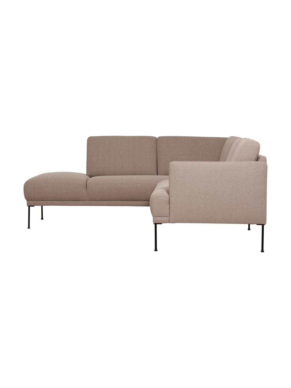 Sofá rinconera Fluente, Tapizado: 100% poliéster Alta resis, Estructura: madera de pino maciza, Patas: metal con pintura en polv, Tejido gris pardo, An 221 x F 200 cm, chaise longue izquierda