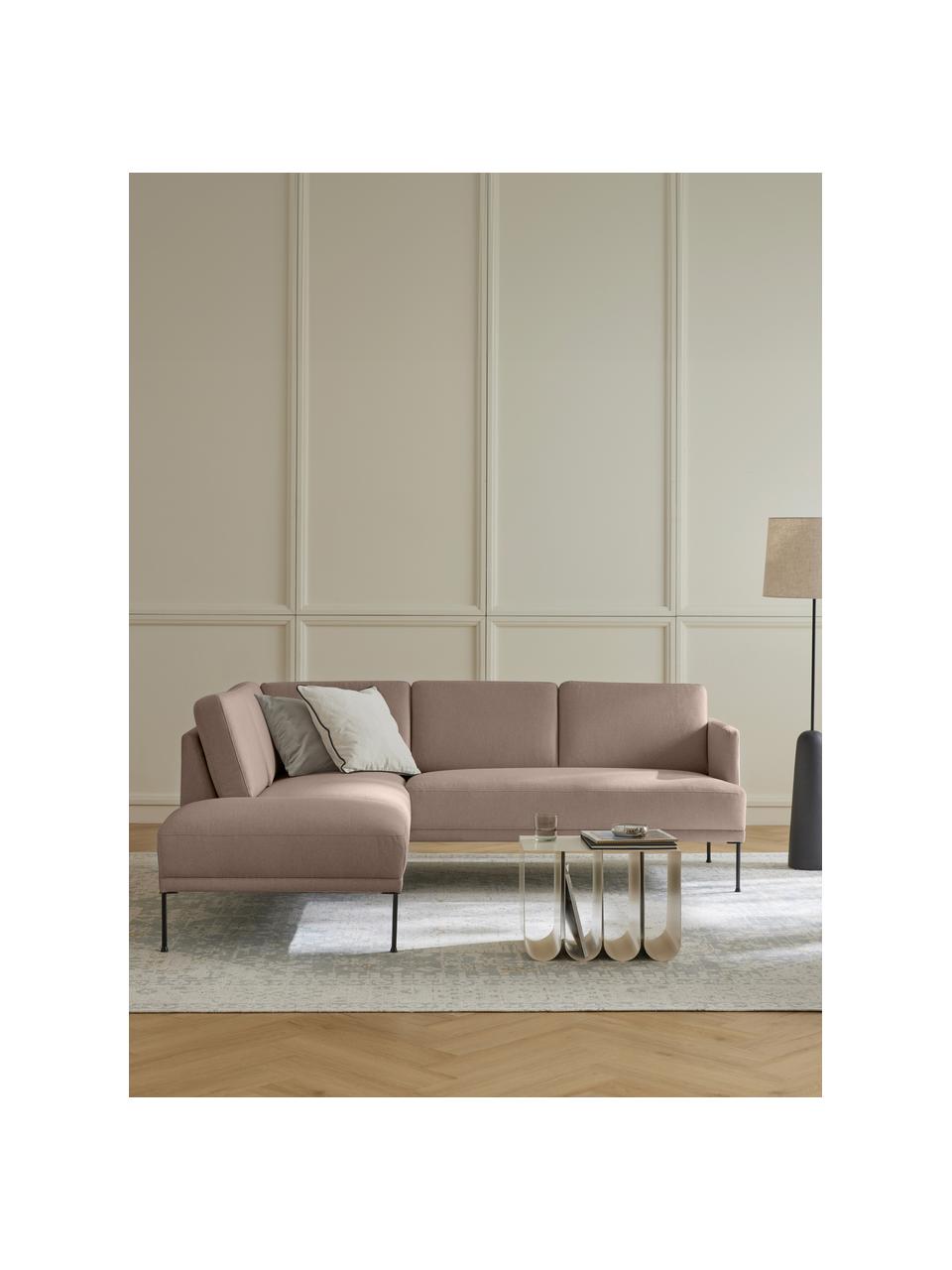 Canapé d'angle Fluente, Tissu taupe, larg. 221 x prof. 200 cm, méridienne à gauche