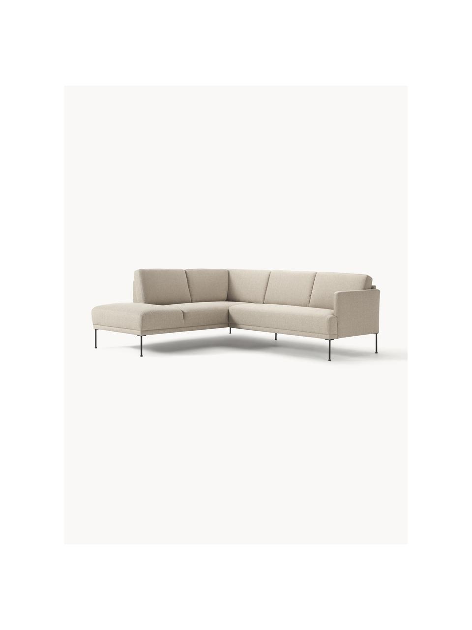 Ecksofa Fluente, Bezug: 100% Polyester 35.000 Sch, Gestell: Massives Kiefernholz, Füße: Metall, pulverbeschichtet, Webstoff Beige, B 221 x T 200 cm, Eckteil rechts