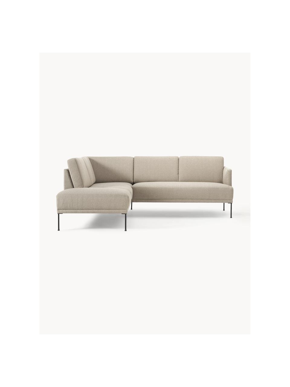 Ecksofa Fluente, Bezug: 100% Polyester 35.000 Sch, Gestell: Massives Kiefernholz, Füße: Metall, pulverbeschichtet, Webstoff Beige, B 221 x T 200 cm, Eckteil rechts