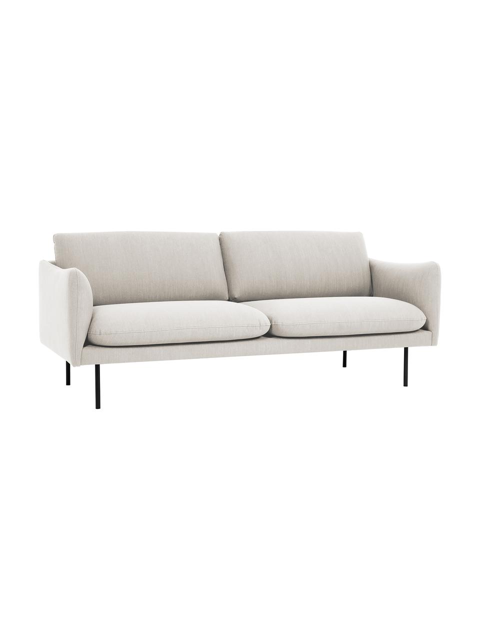 Sofa Moby (2-osobowa), Tapicerka: poliester Dzięki tkaninie, Tapicerka: pianka na zawieszeniu spr, Stelaż: lite drewno sosnowe z cer, Nogi: metal malowany proszkowo, Tkanina w odcieniu złamanej bieli, S 170 x G 95 cm