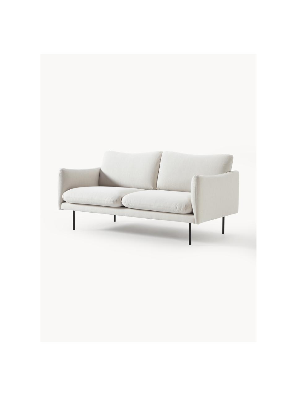 Sofa Moby (2-Sitzer), Bezug: Polyester Der hochwertige, Gestell: Massives Kiefernholz, Füße: Metall, pulverbeschichtet, Webstoff Off White, B 170 x T 95 cm