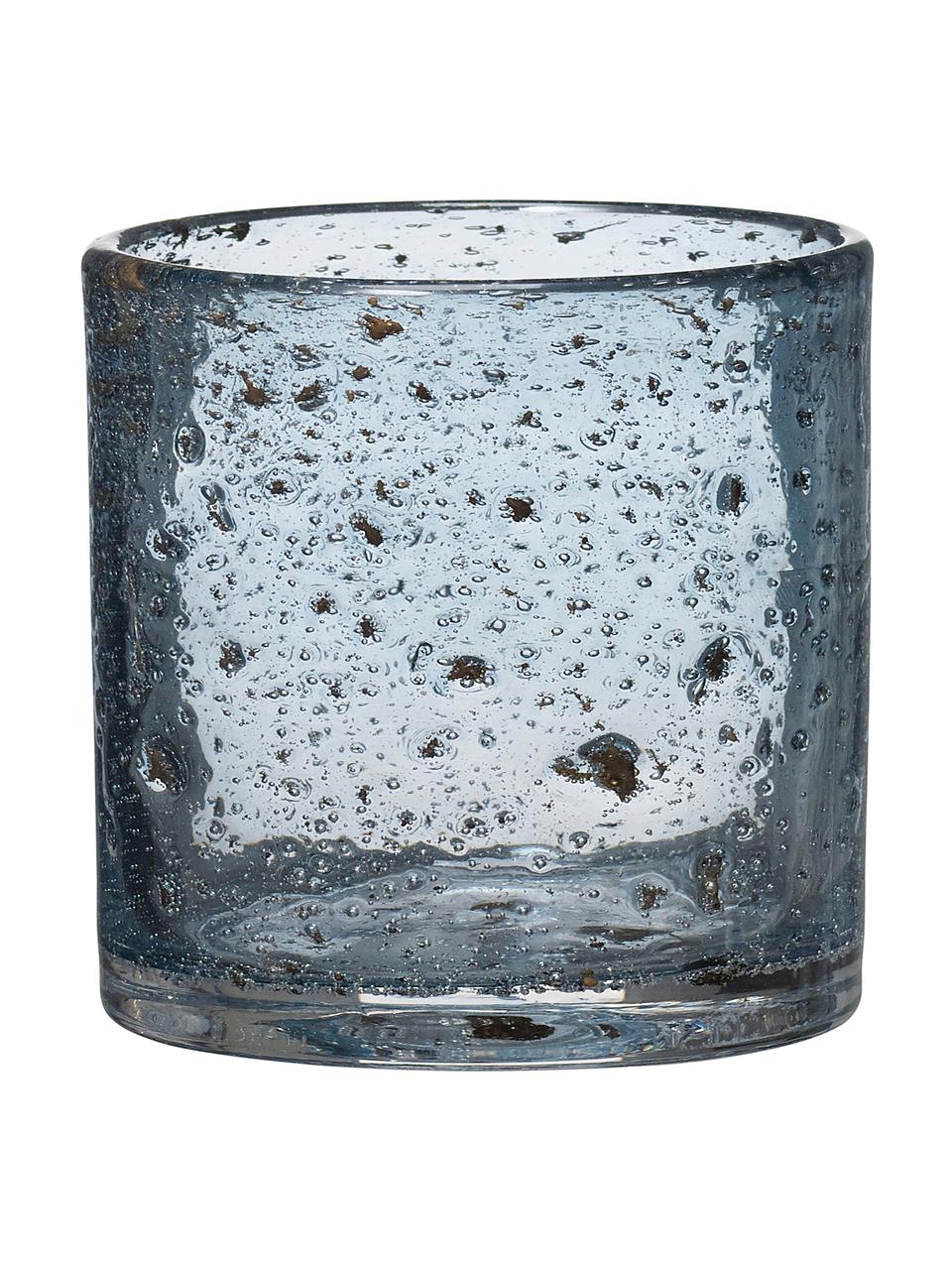 Waxinelichthouder Mina van glas, Glas, Blauw, Ø 11 x H 12 cm