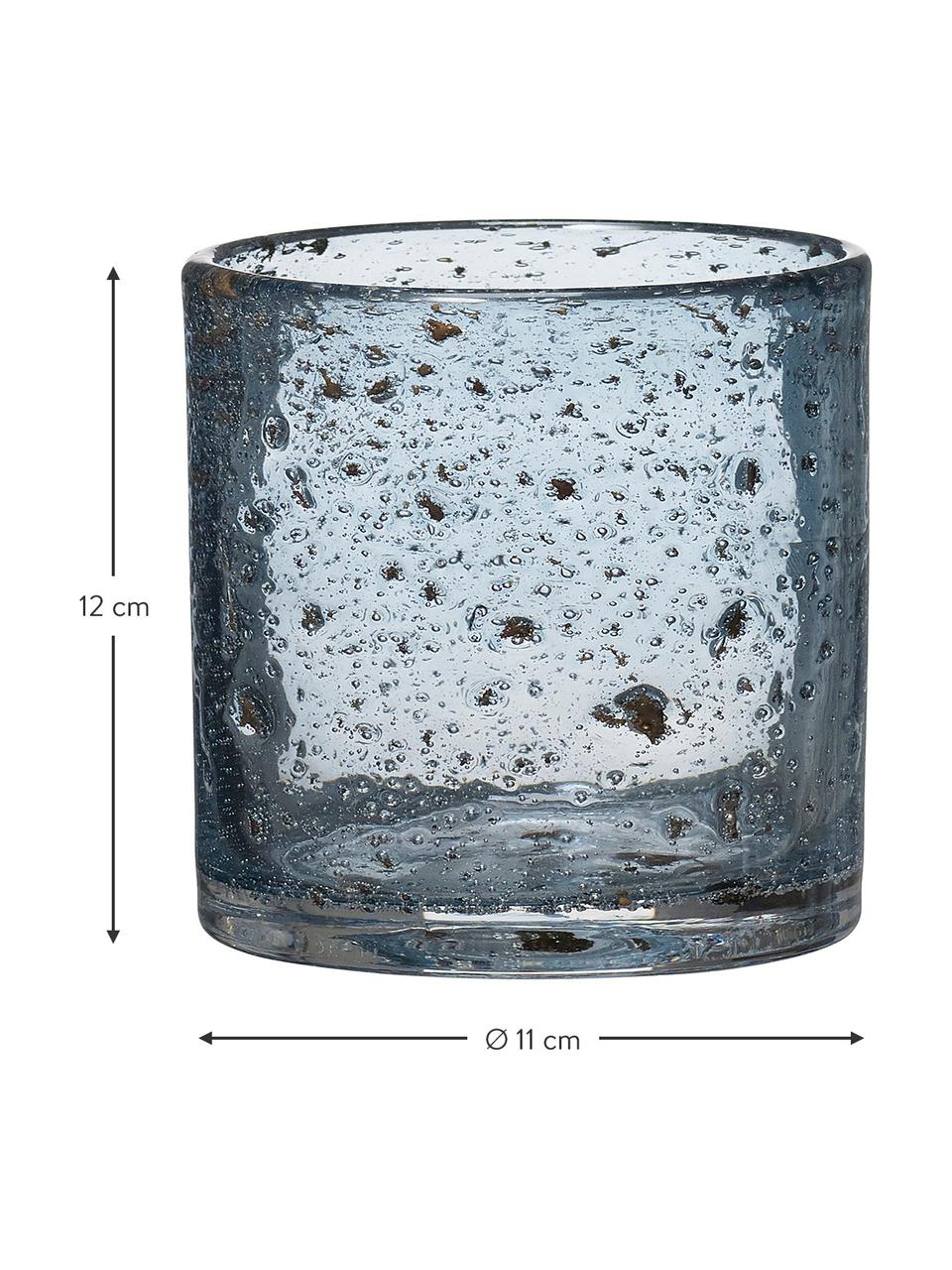 Teelichthalter Mina aus Glas, Glas, Blau, Ø 11 x H 12 cm