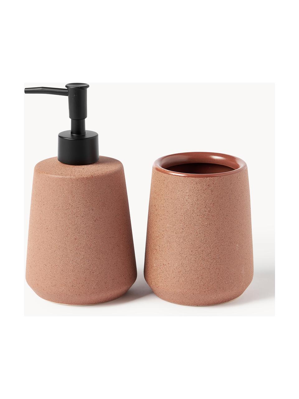 Set di 2 accessori bagno Leibi, Gres, Terracotta, Set in varie misure