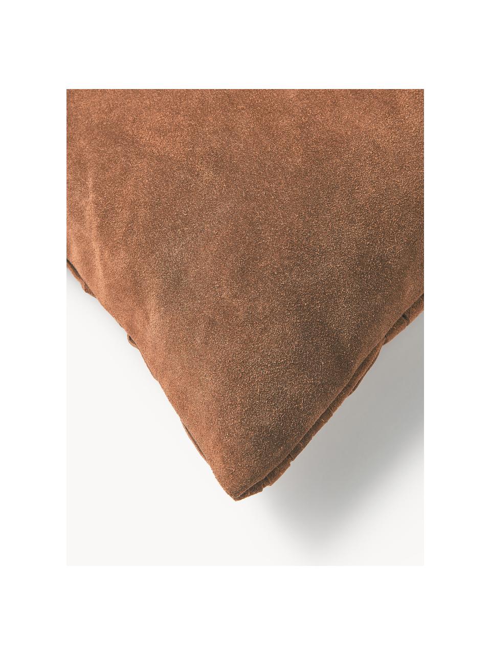 Housse de coussin en daim Xavier, 100 % daim, sans chrome, Brun clair, larg. 50 x long. 50 cm